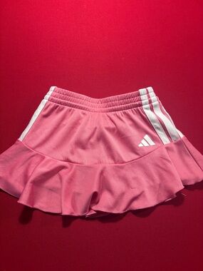Adidas Pink Ruffle toddler Tennis Skort with White Stripes 2T